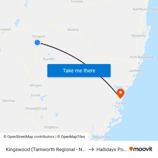 Kingswood (Tamworth Regional - NSW) to Hallidays Point map