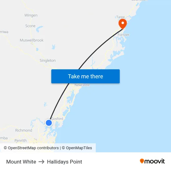 Mount White to Hallidays Point map