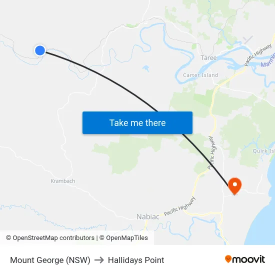 Mount George (NSW) to Hallidays Point map