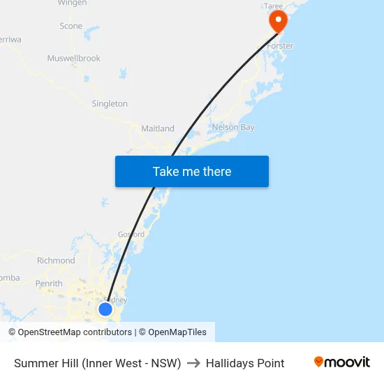 Summer Hill (Inner West - NSW) to Hallidays Point map