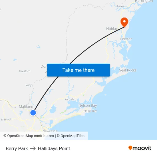Berry Park to Hallidays Point map