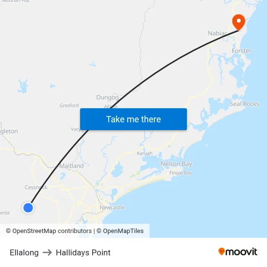 Ellalong to Hallidays Point map
