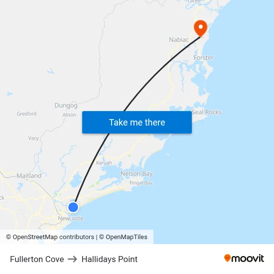 Fullerton Cove to Hallidays Point map