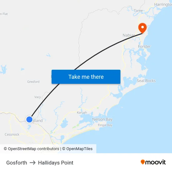 Gosforth to Hallidays Point map