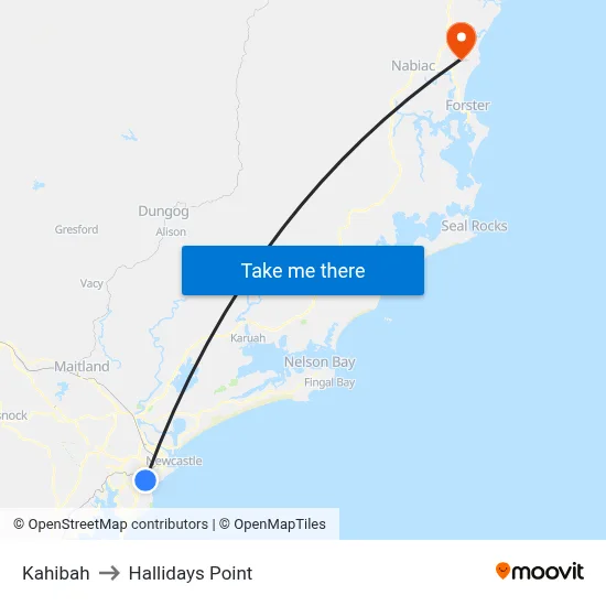Kahibah to Hallidays Point map