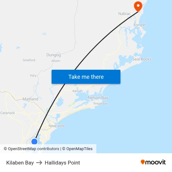 Kilaben Bay to Hallidays Point map