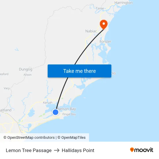 Lemon Tree Passage to Hallidays Point map
