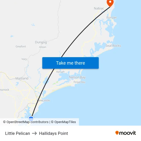 Little Pelican to Hallidays Point map