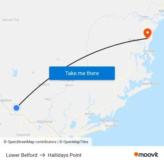Lower Belford to Hallidays Point map