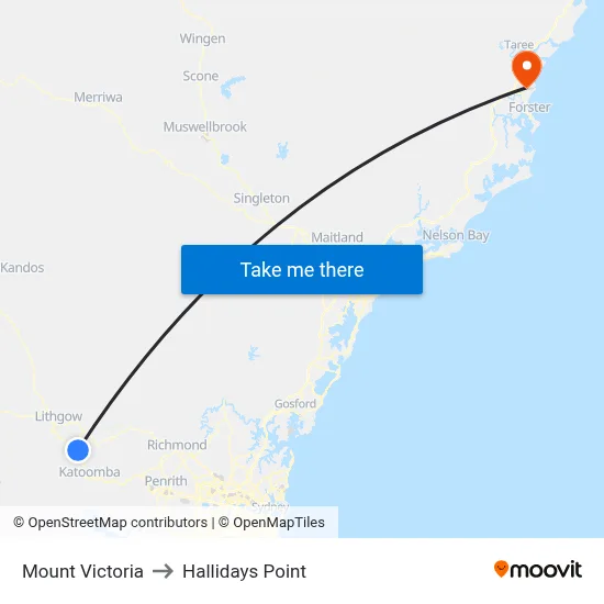 Mount Victoria to Hallidays Point map