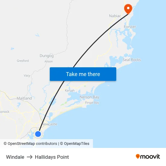 Windale to Hallidays Point map