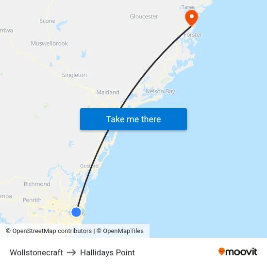 Wollstonecraft to Hallidays Point map