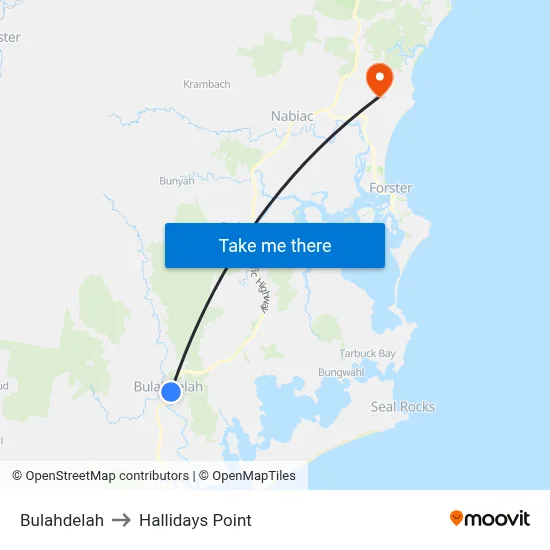 Bulahdelah to Hallidays Point map