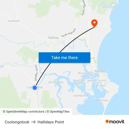 Coolongolook to Hallidays Point map