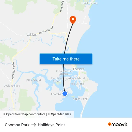 Coomba Park to Hallidays Point map
