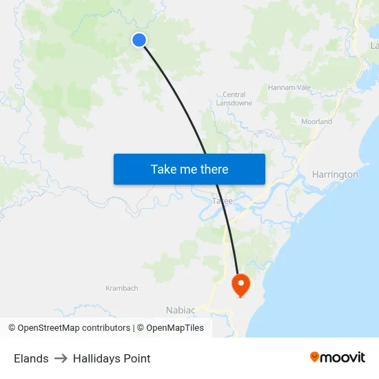 Elands to Hallidays Point map