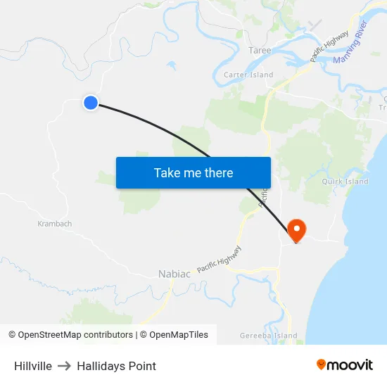 Hillville to Hallidays Point map