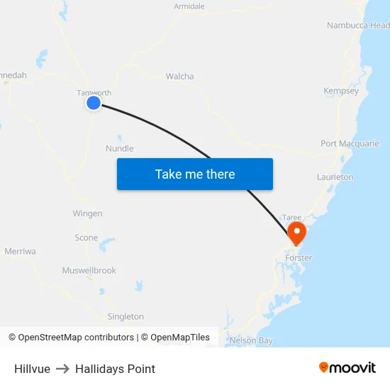Hillvue to Hallidays Point map