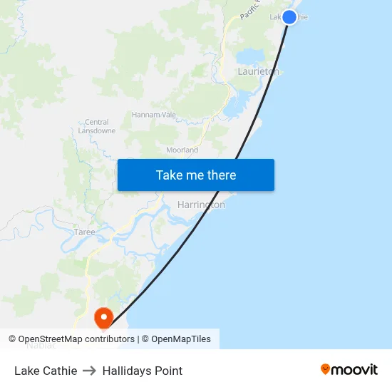 Lake Cathie to Hallidays Point map