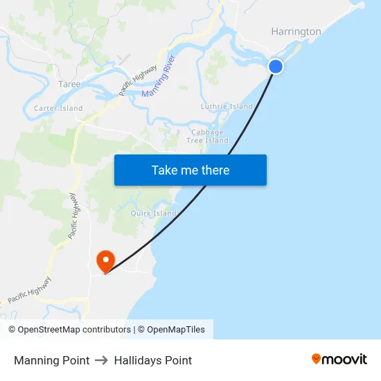 Manning Point to Hallidays Point map