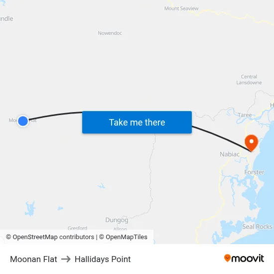 Moonan Flat to Hallidays Point map