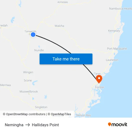 Nemingha to Hallidays Point map
