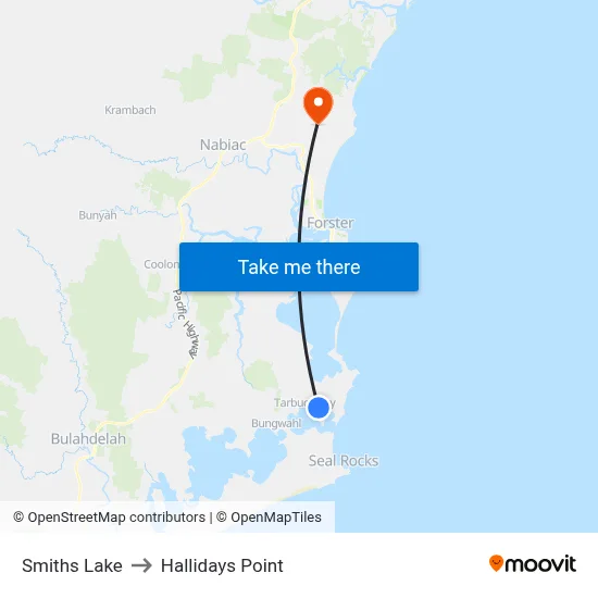 Smiths Lake to Hallidays Point map
