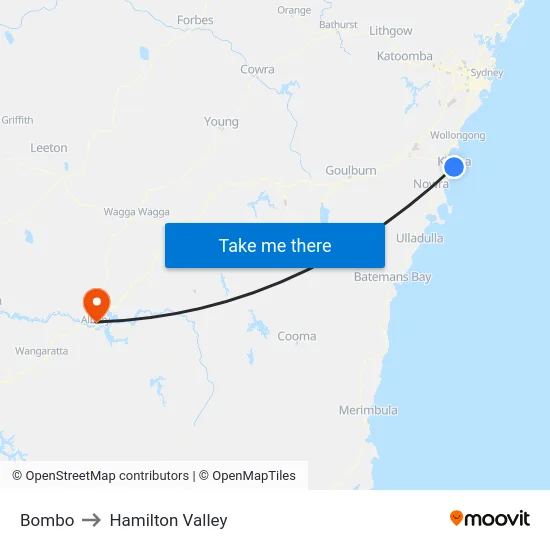 Bombo to Hamilton Valley map