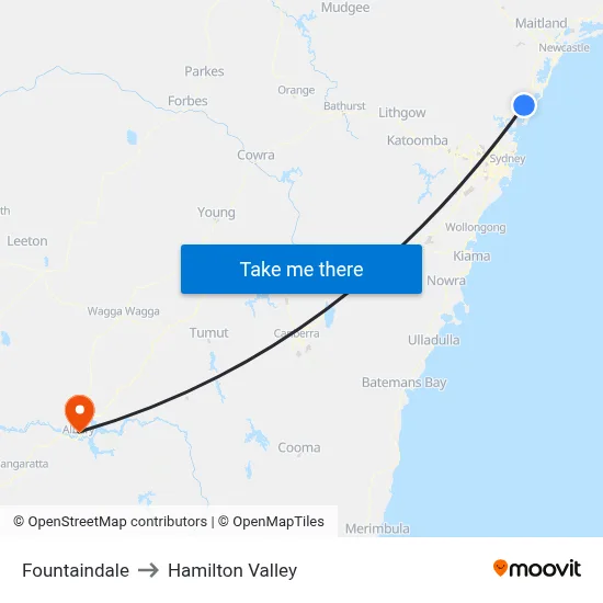 Fountaindale to Hamilton Valley map