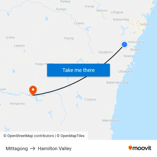 Mittagong to Hamilton Valley map
