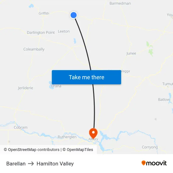 Barellan to Hamilton Valley map