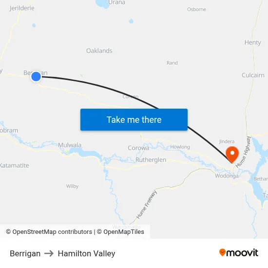Berrigan to Hamilton Valley map