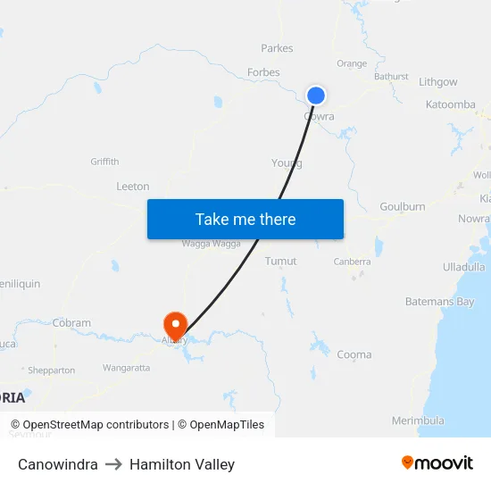 Canowindra to Hamilton Valley map