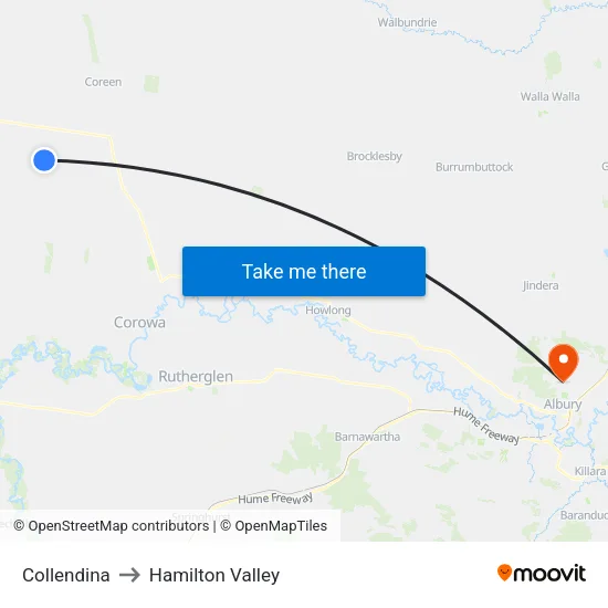 Collendina to Hamilton Valley map