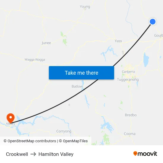 Crookwell to Hamilton Valley map