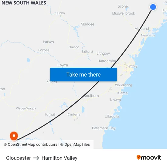 Gloucester to Hamilton Valley map