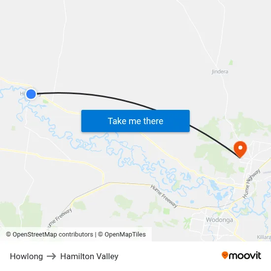Howlong to Hamilton Valley map
