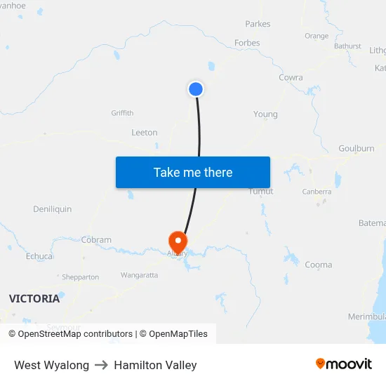 West Wyalong to Hamilton Valley map