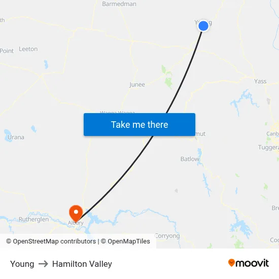 Young to Hamilton Valley map