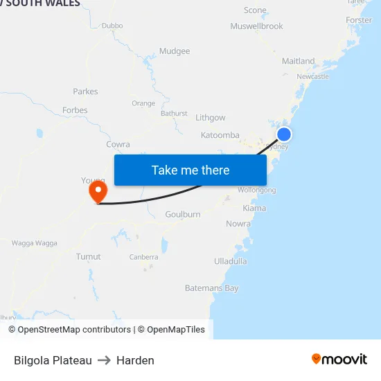 Bilgola Plateau to Harden map