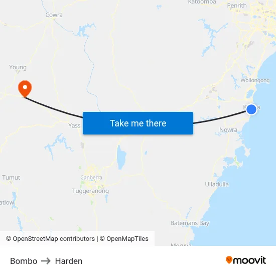 Bombo to Harden map