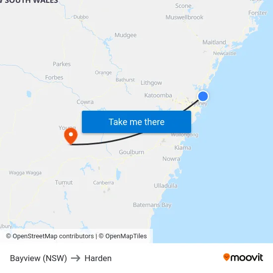 Bayview (NSW) to Harden map