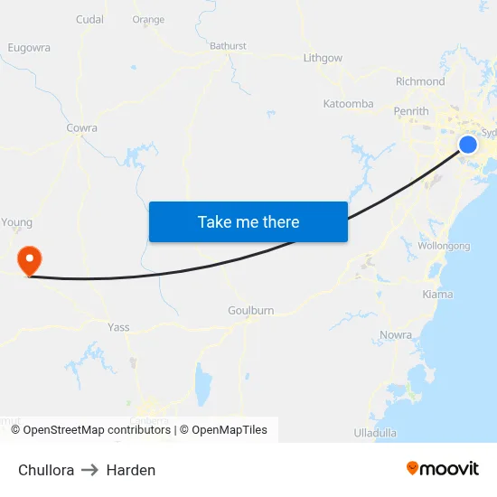 Chullora to Harden map
