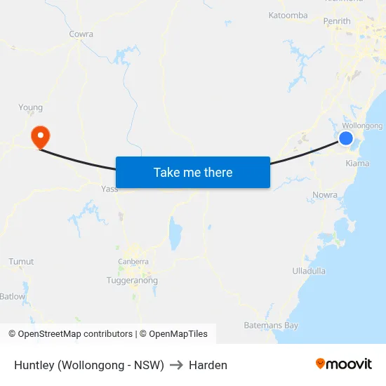Huntley (Wollongong - NSW) to Harden map