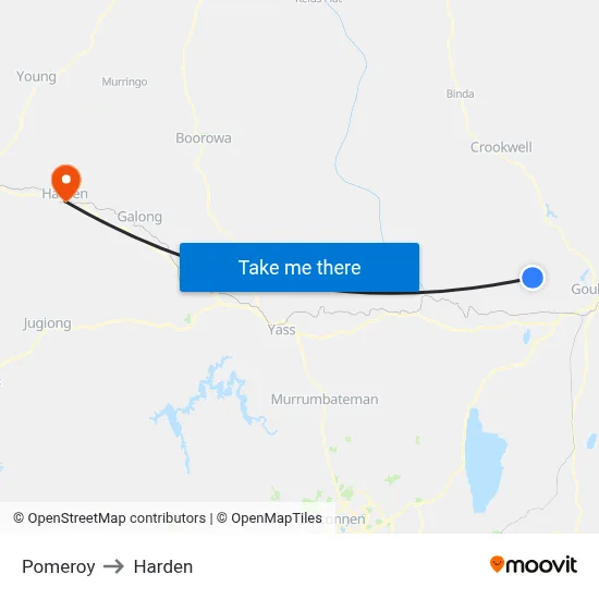 Pomeroy to Harden map