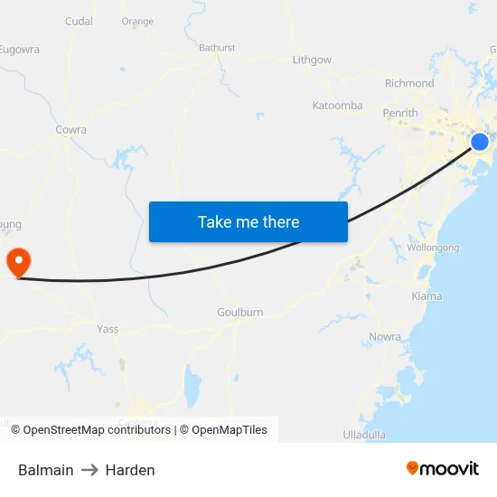 Balmain to Harden map