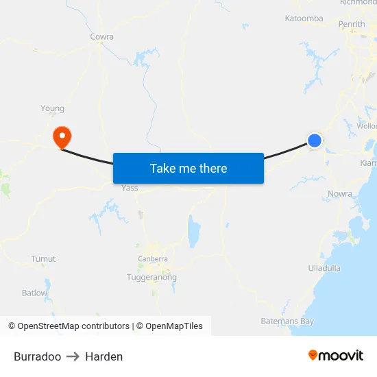 Burradoo to Harden map