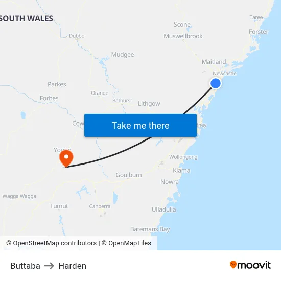 Buttaba to Harden map