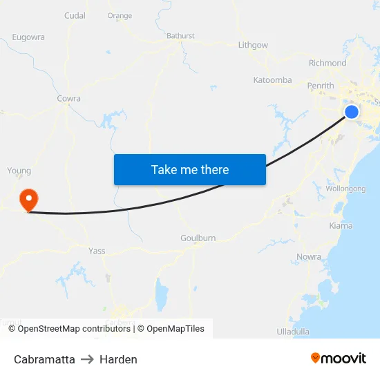 Cabramatta to Harden map