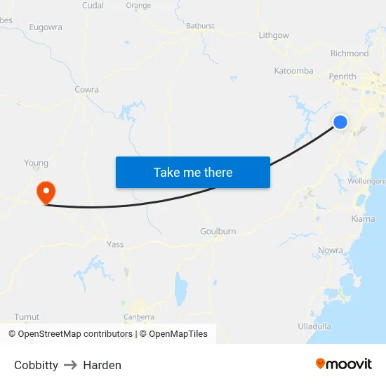 Cobbitty to Harden map